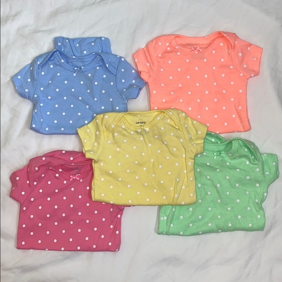Carter's Other - Set of 5 polka dot 3 month onesies